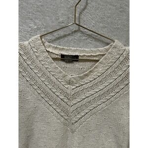 New York Style Cream Pullover V Neck Sweater Size Small Silk Angora‎ Blend